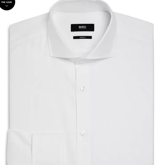 BOSS Solid Slim Fit Dress Shirt - Picture 1 of 12